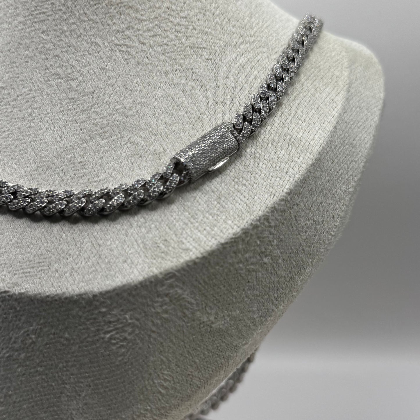Moissanite Sterling Silver Cuban Necklace 