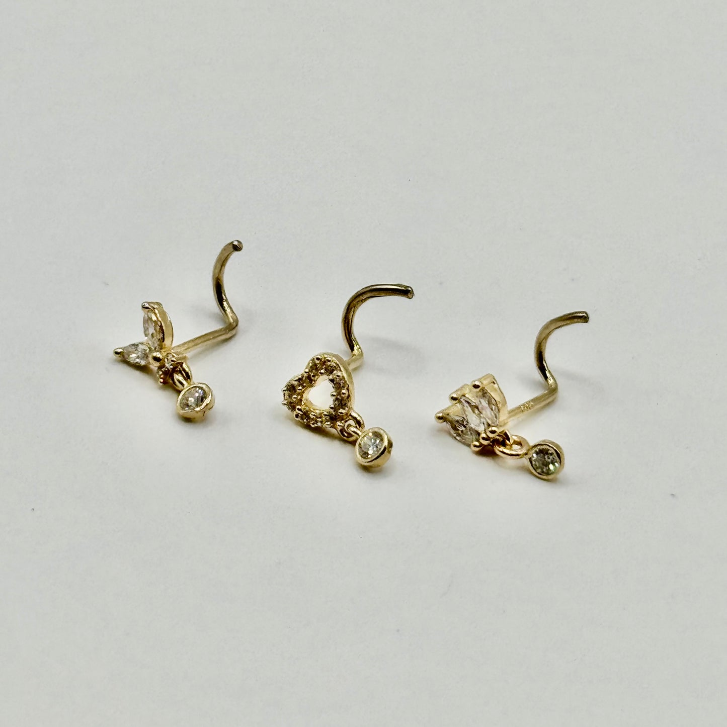 Dangly 14k Gold Nose pins