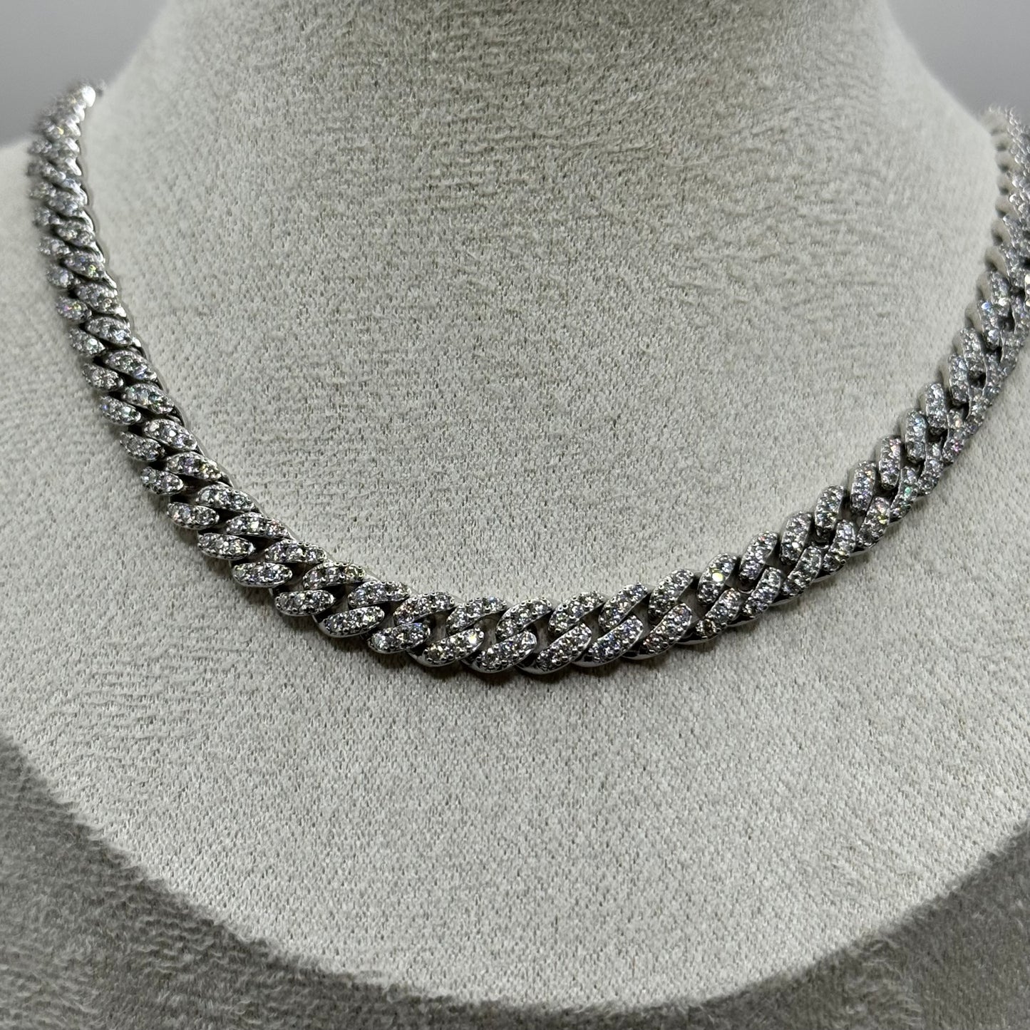 Moissanite Sterling Silver Cuban Necklace