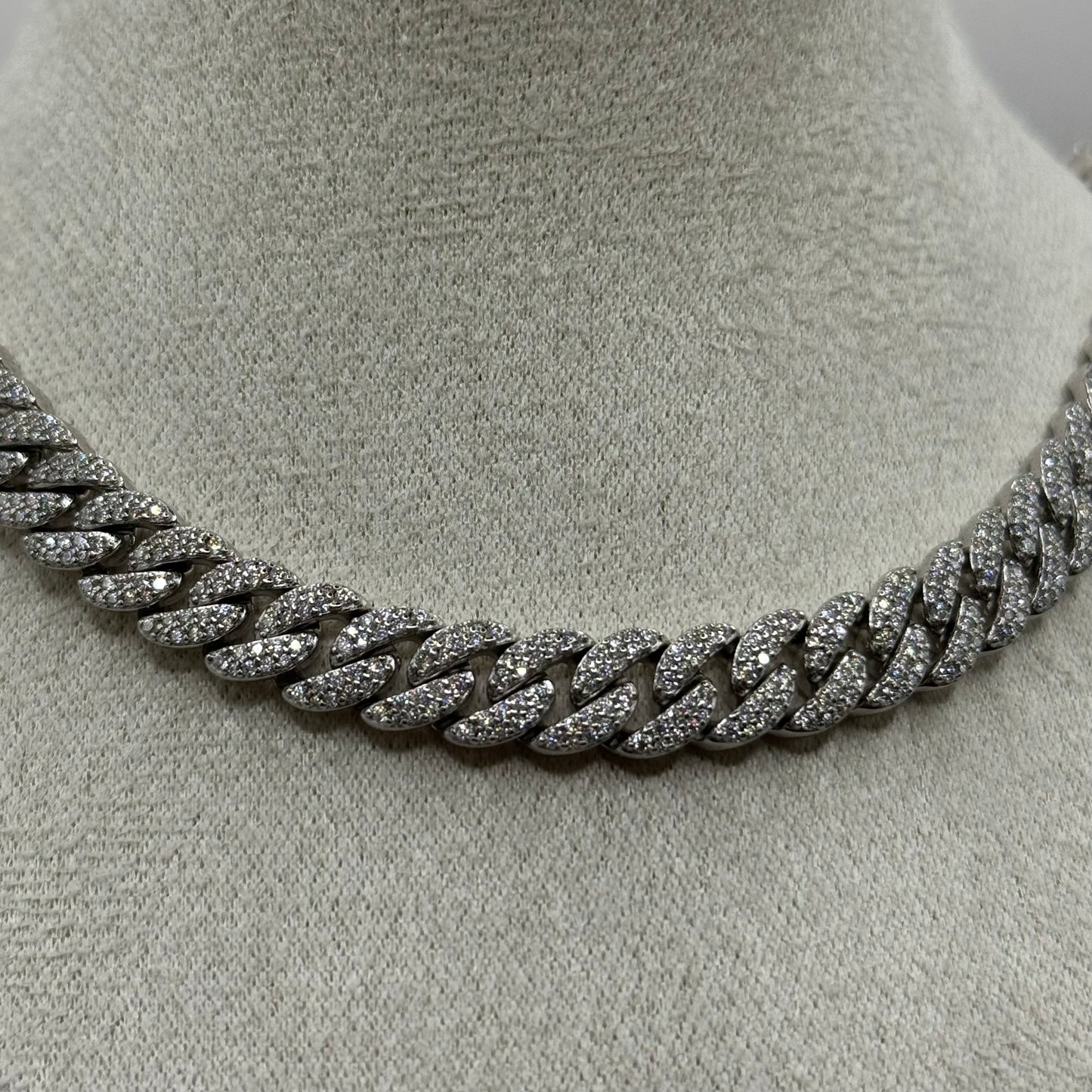 Moissanite Sterling Silver Cuban Necklace