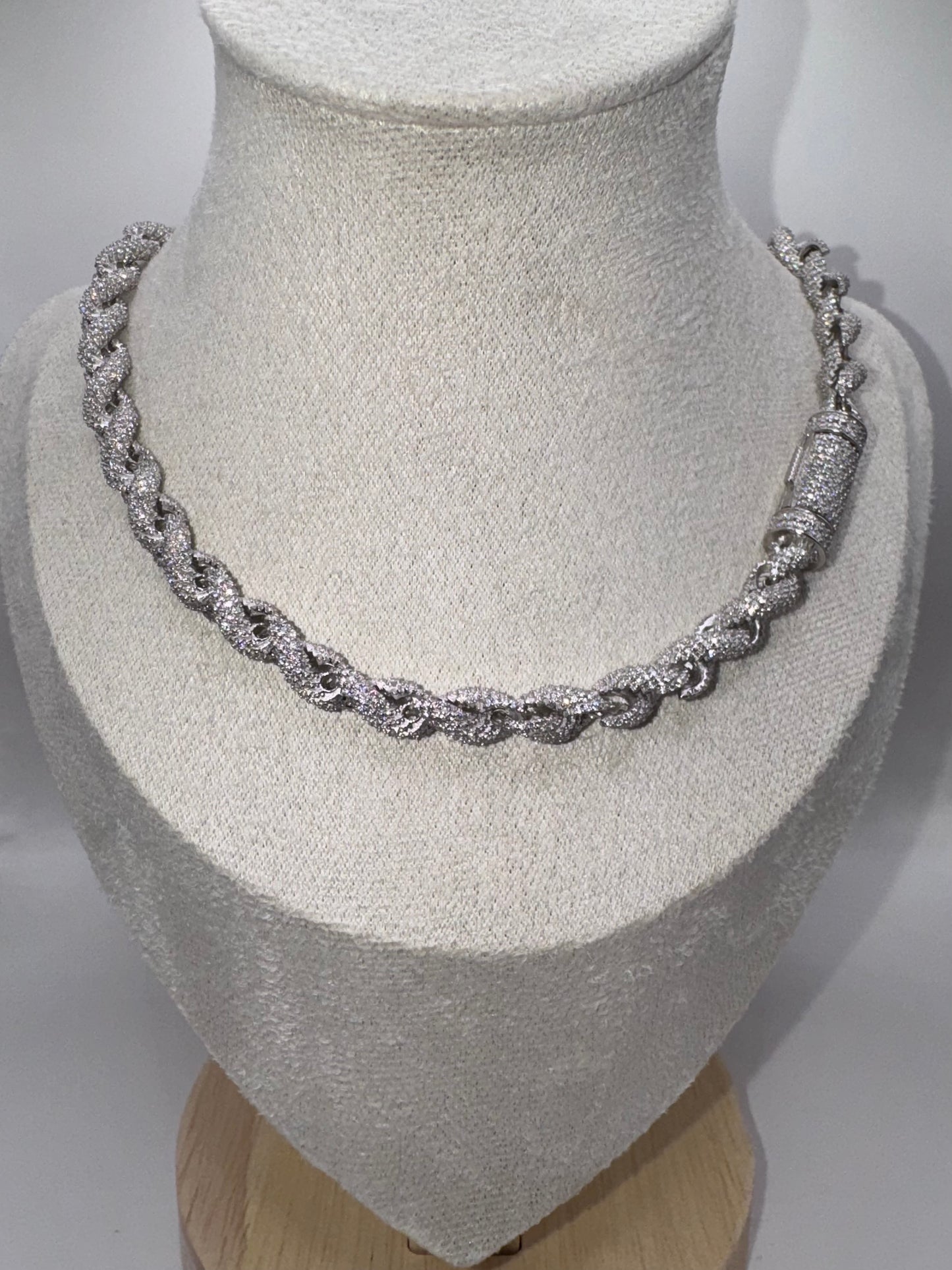 Moissanite Sterling Silver Rope Chain