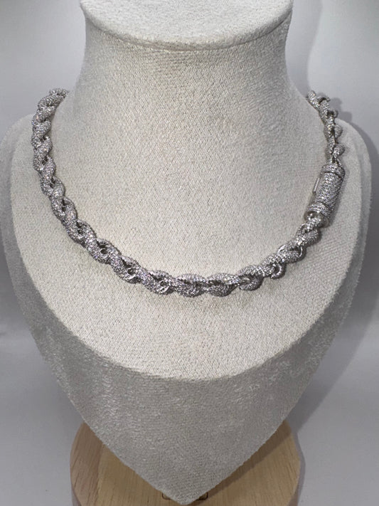 Moissanite Sterling Silver Rope Chain