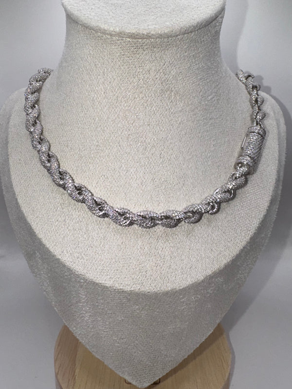 Moissanite Sterling Silver Rope Chain