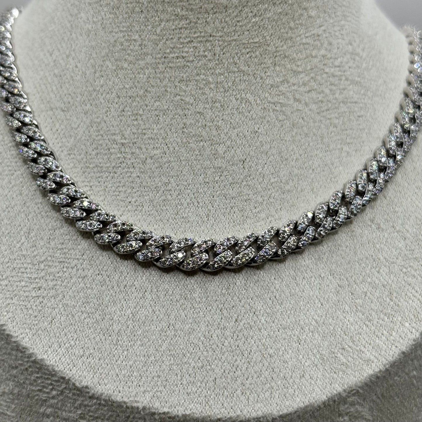 Moissanite Sterling Silver Cuban Necklace