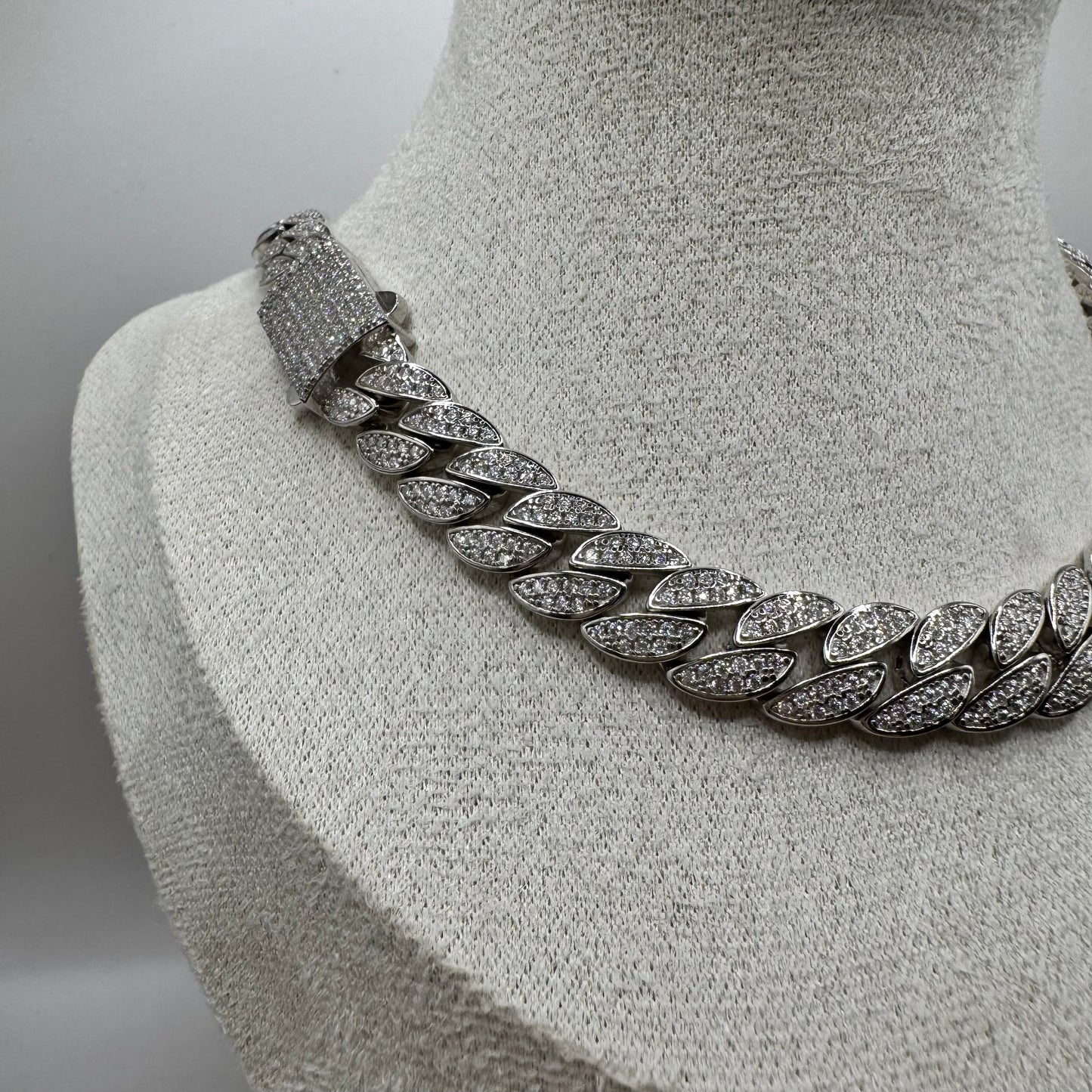 Moissanite Sterling Silver Cuban Necklace