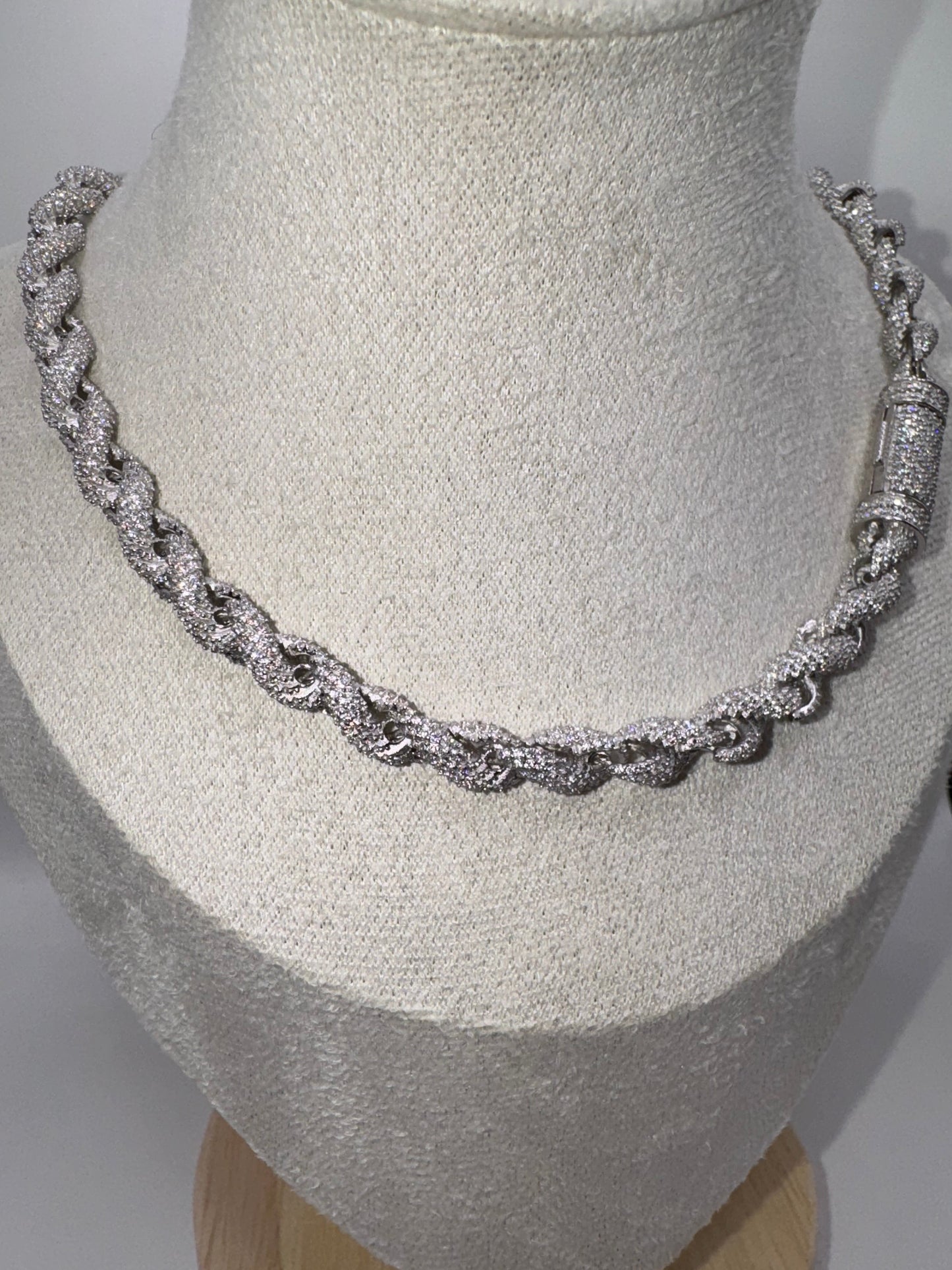 Moissanite Sterling Silver Rope Chain