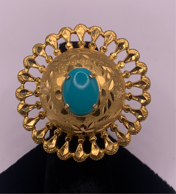 22k Gold with Turquoise Stone Ring
