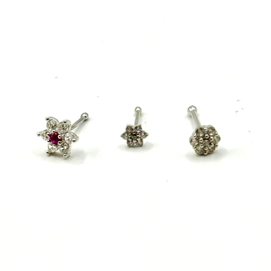 14k White Gold Nose pins
