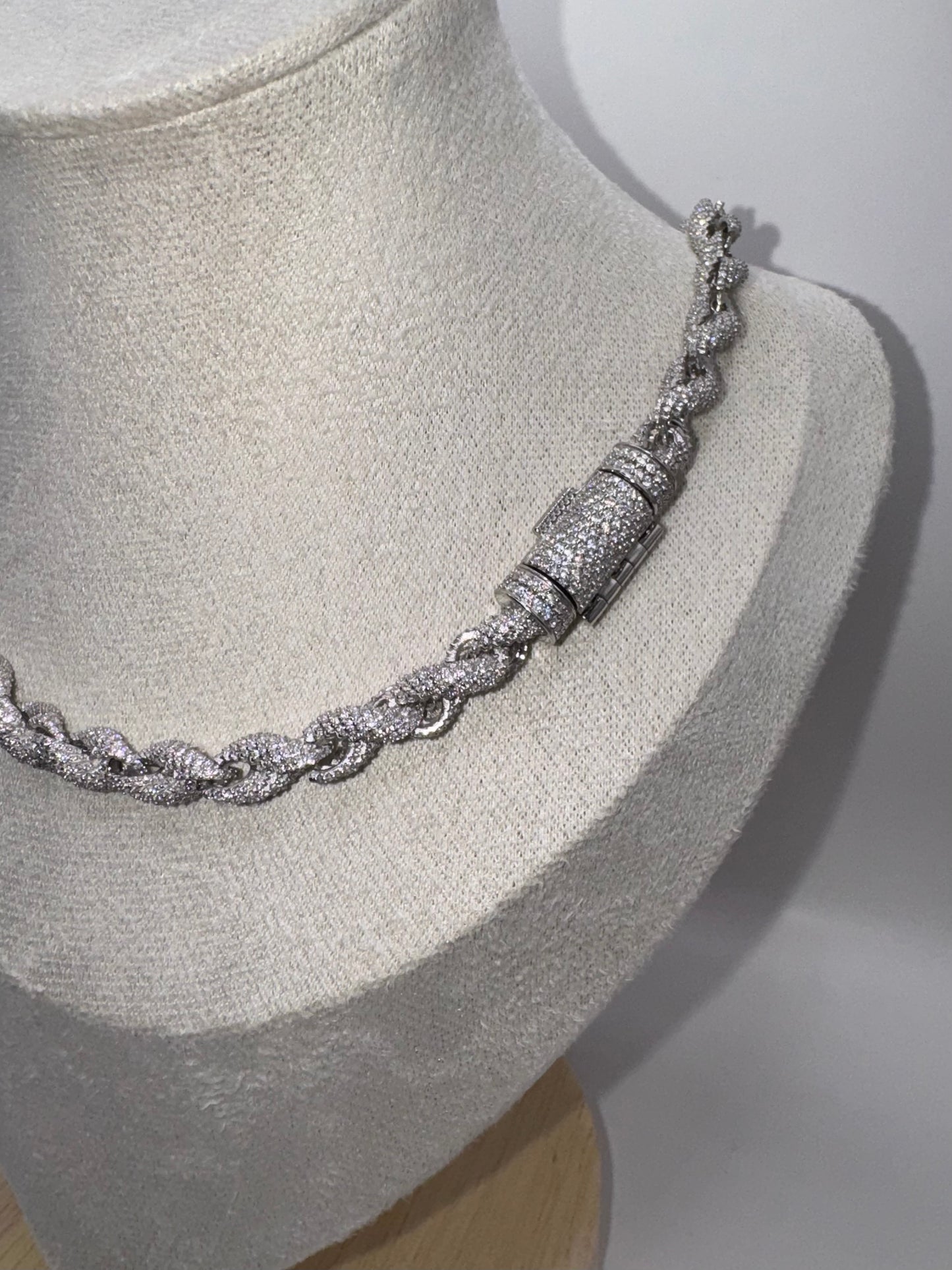 Moissanite Sterling Silver Rope Chain