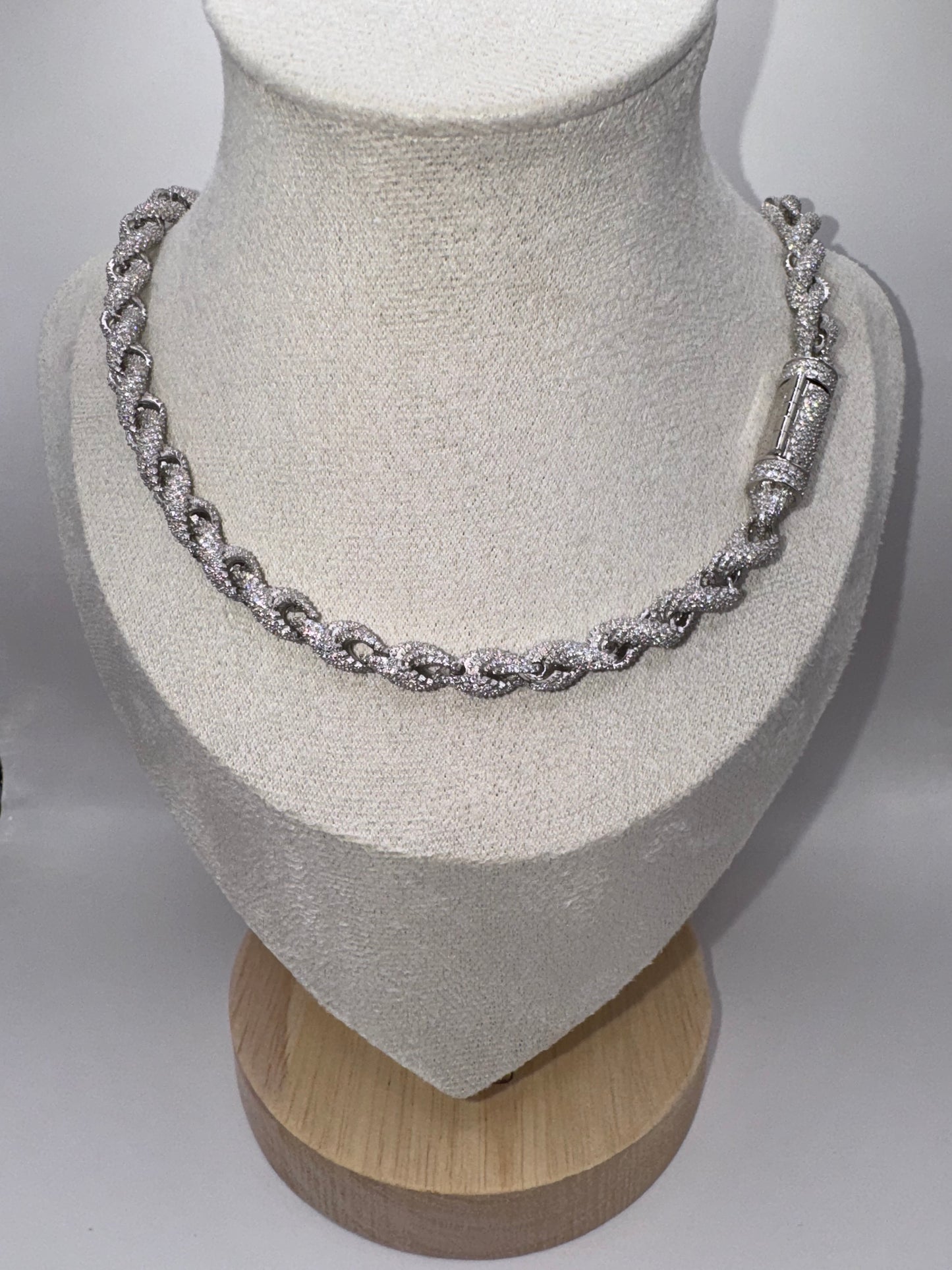 Moissanite Sterling Silver Rope Chain