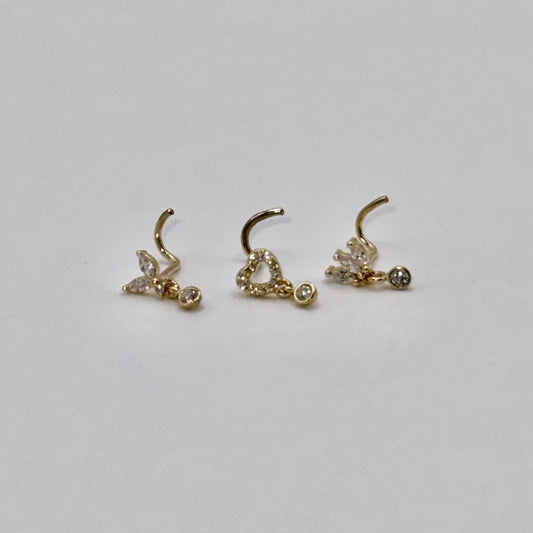 Dangly 14k Gold Nose pins