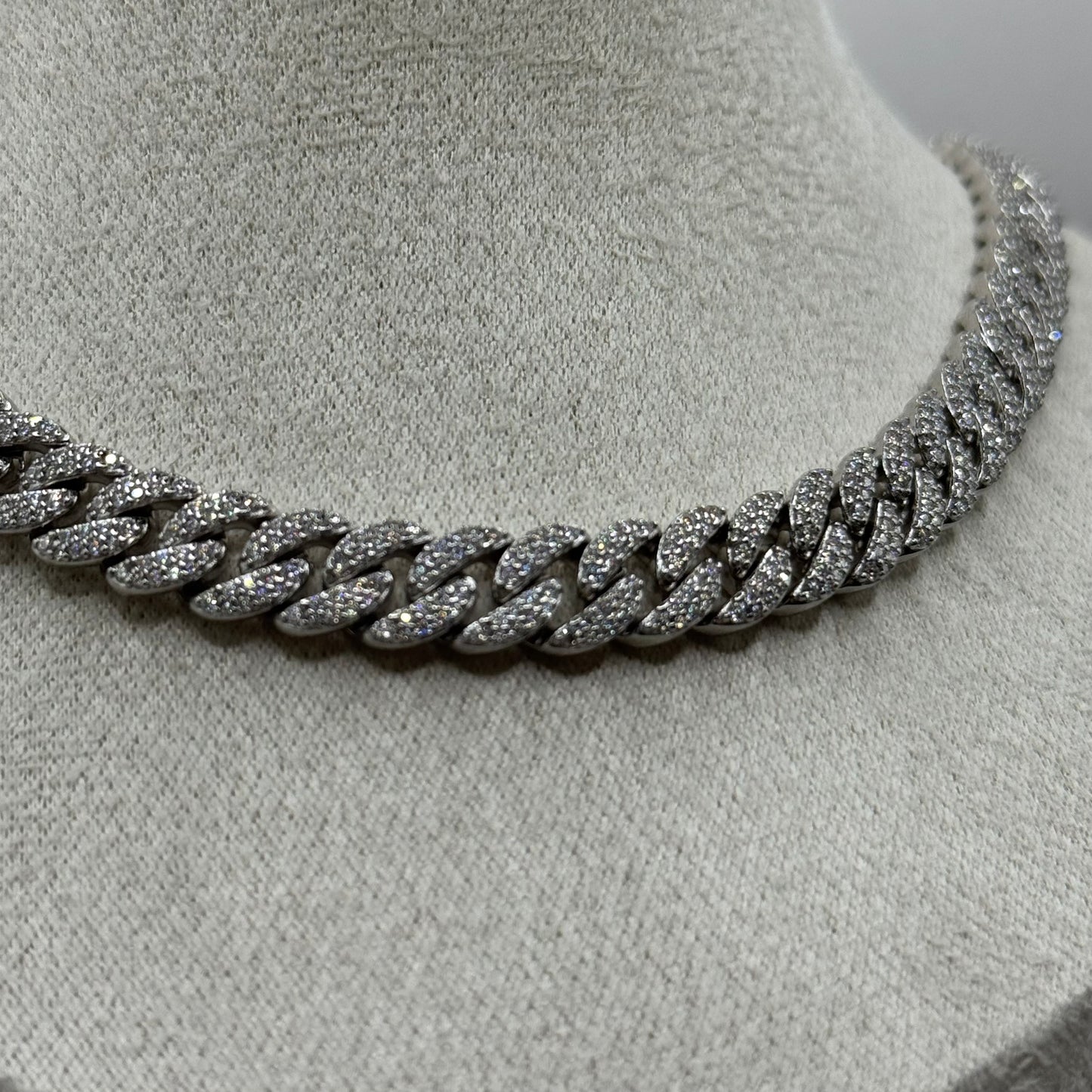 Moissanite Sterling Silver Cuban Necklace