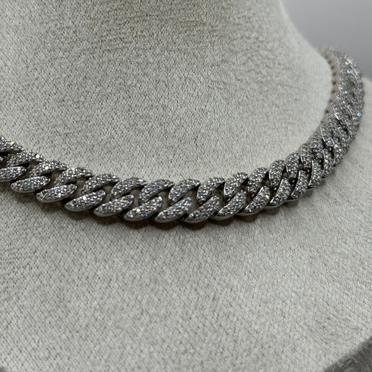 Moissanite Sterling Silver Cuban Necklace